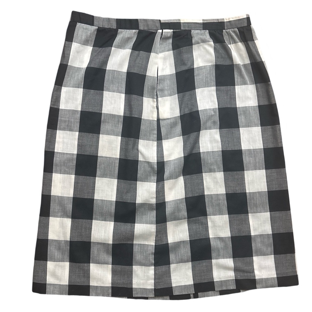 Vintage 60s  Jumbo Buffalo Check Midi Skirt- Black and White -XL